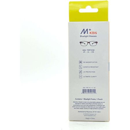 M+ Kids Bluelight UV Protection Glasses - Mac, Tortoise Print Frame