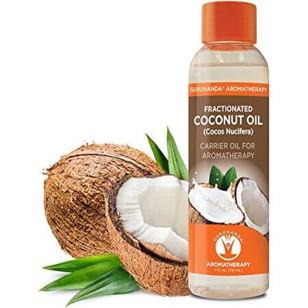 Fractionated Coconut Oil Cold Pressed Coconut oil by GuruNanda - Natural & Pure Carrier Oil Massage Oil Odorless for Skin & Hair 4 Fluid Ounces Premium, Natural, Cruelty-Free, Unrefined